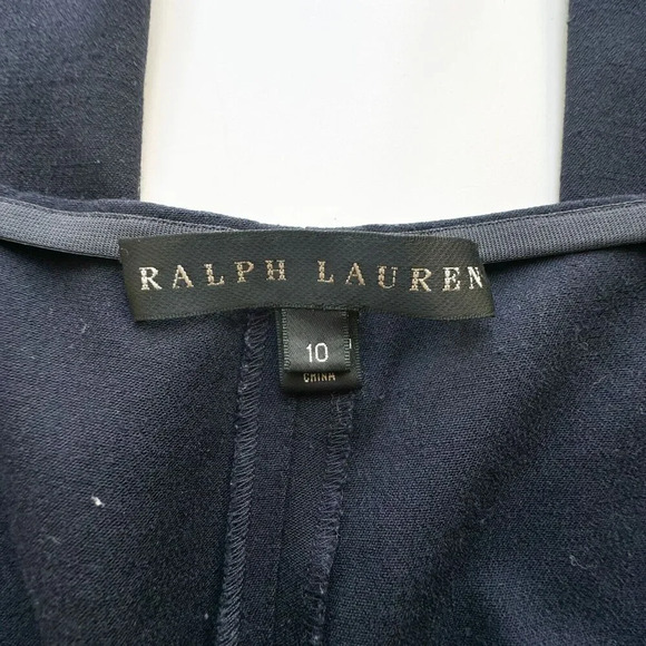 Ralph Lauren Black Label Stretch Wool Textured Trouser Blue Pants Womens 10 - Picture 3 of 15